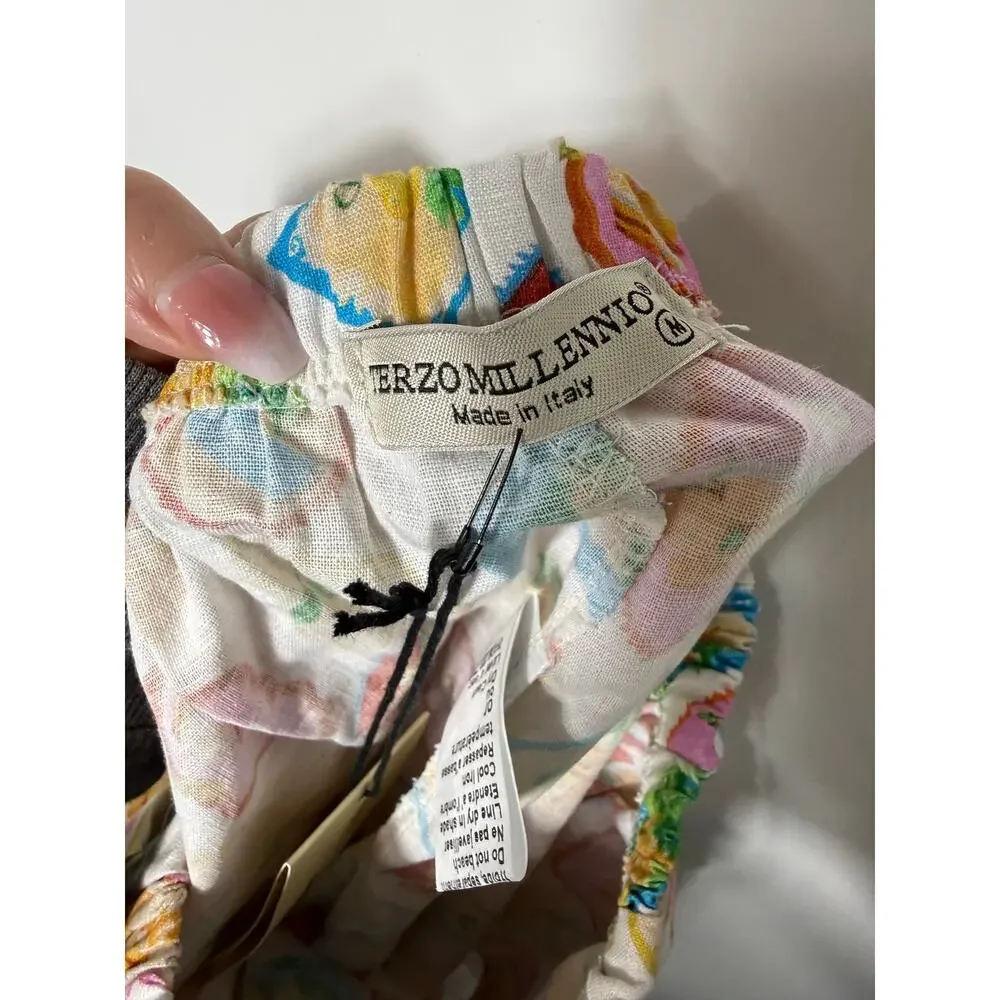 NWT M Terzo Millennio Euro Summer Lemon Print Womens Boxer Style Shorts Linen - Picture 5 of 6